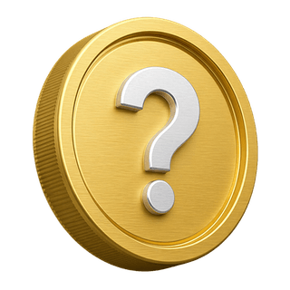 Goldmünze in 3D mit Fragezeichen als Schmuckelement auf der FAQ-Seite